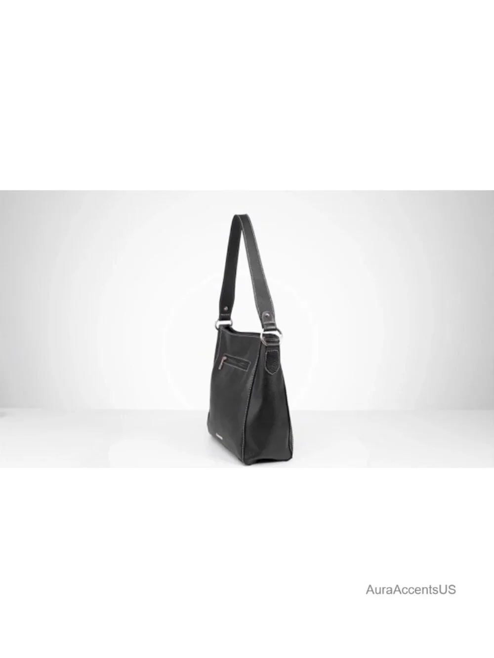 Vegan Leather Hobo Shoulder Bag with Zipper Closure, Multi-Pocket Handbag